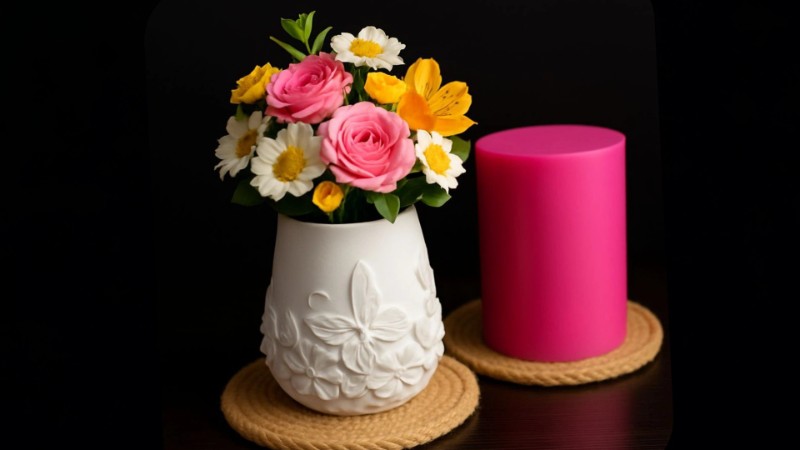 قالب سیلیکونی گلدان گل و پروانه کد 5302 - سیلیکونی قالب سیلیکونی گلدان گل و پروانه کد 5302 - سیلیکونی